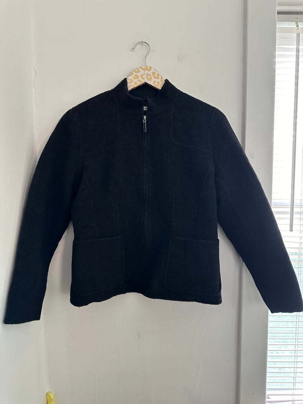 JILLIAN JONES Women's Black Wool Blend Jacket | Size Medium